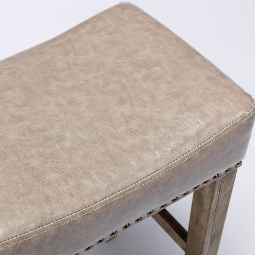 Partly Assemble Gray PU+Foam Bar Stools