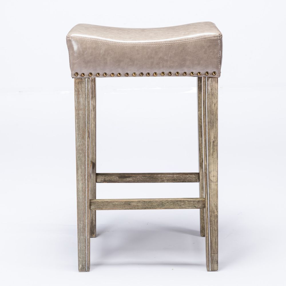 Partly Assemble Gray PU+Foam Bar Stools