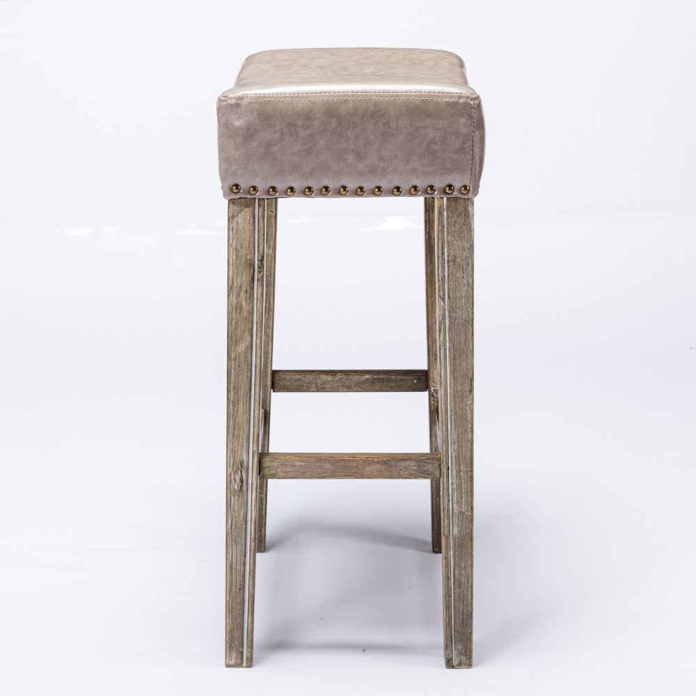 Partly Assemble Gray PU+Foam Bar Stools
