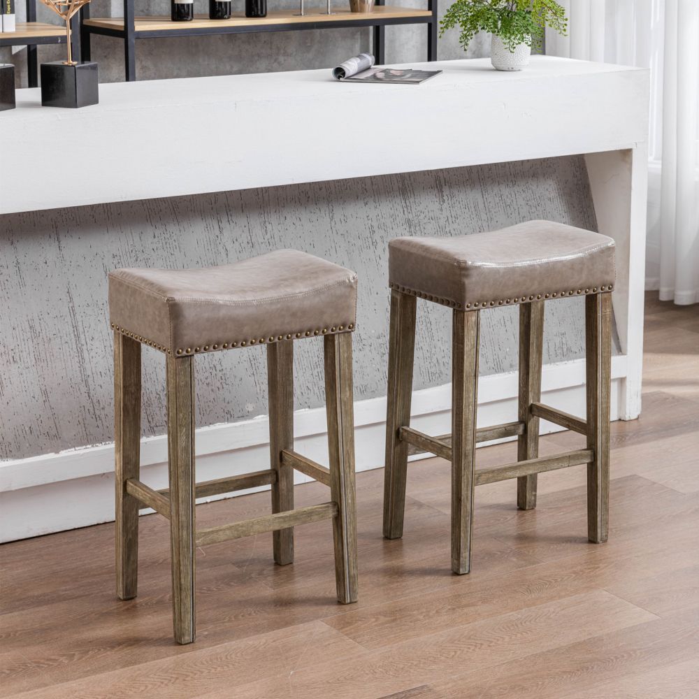 Modern Gray PU+Foam Bar Stools