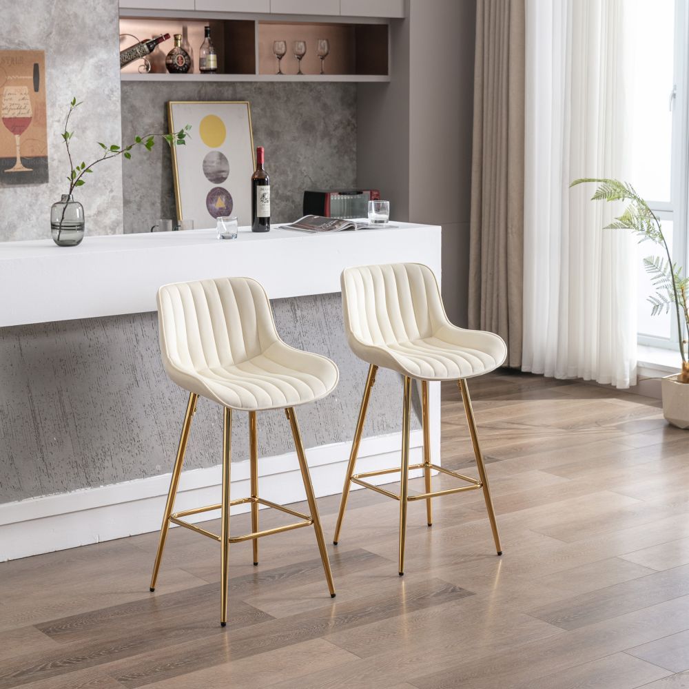 Modern Cream Fabric Bar Stools