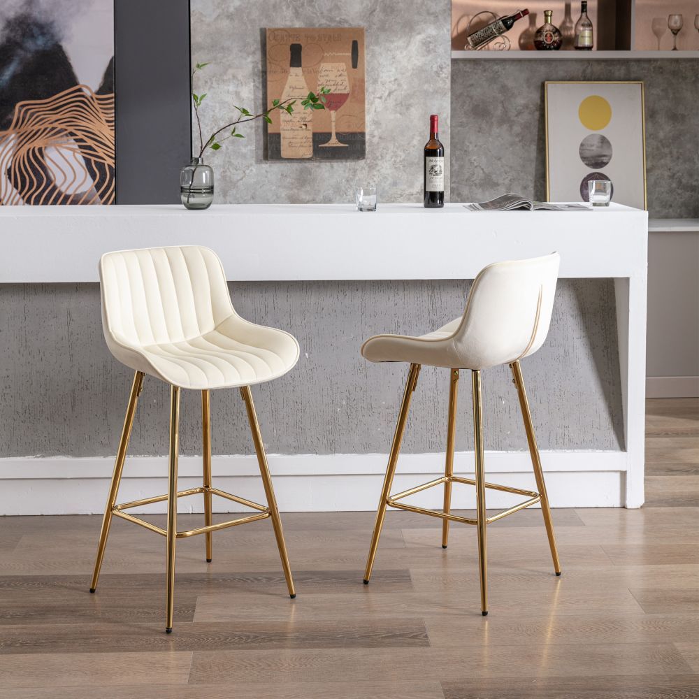 Modern Minimalist Cream Fabric Bar Stools