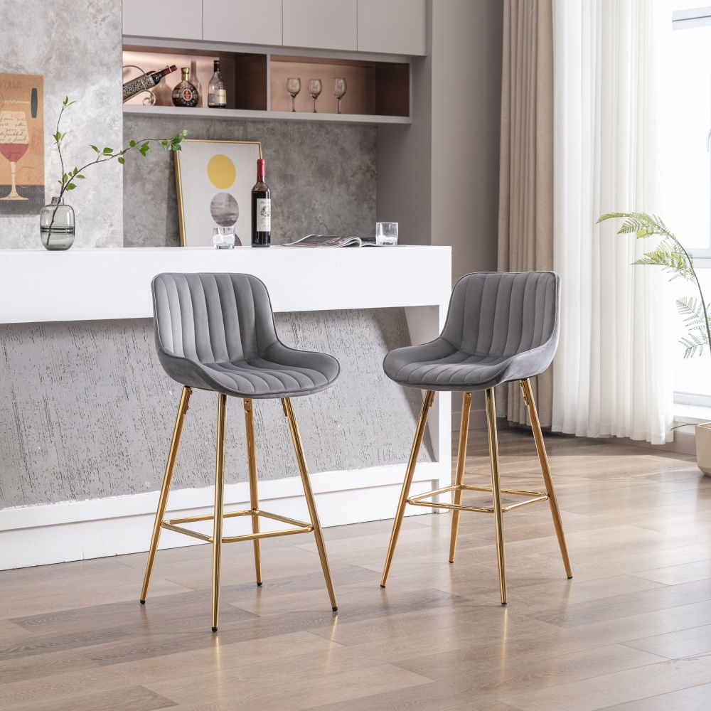 Fabric Gray Fabric Bar Stools