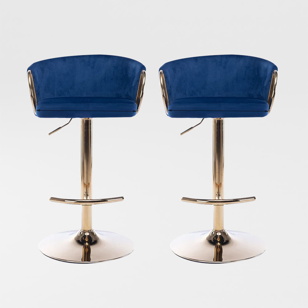 Rotate Blue Velvet Bar Stools