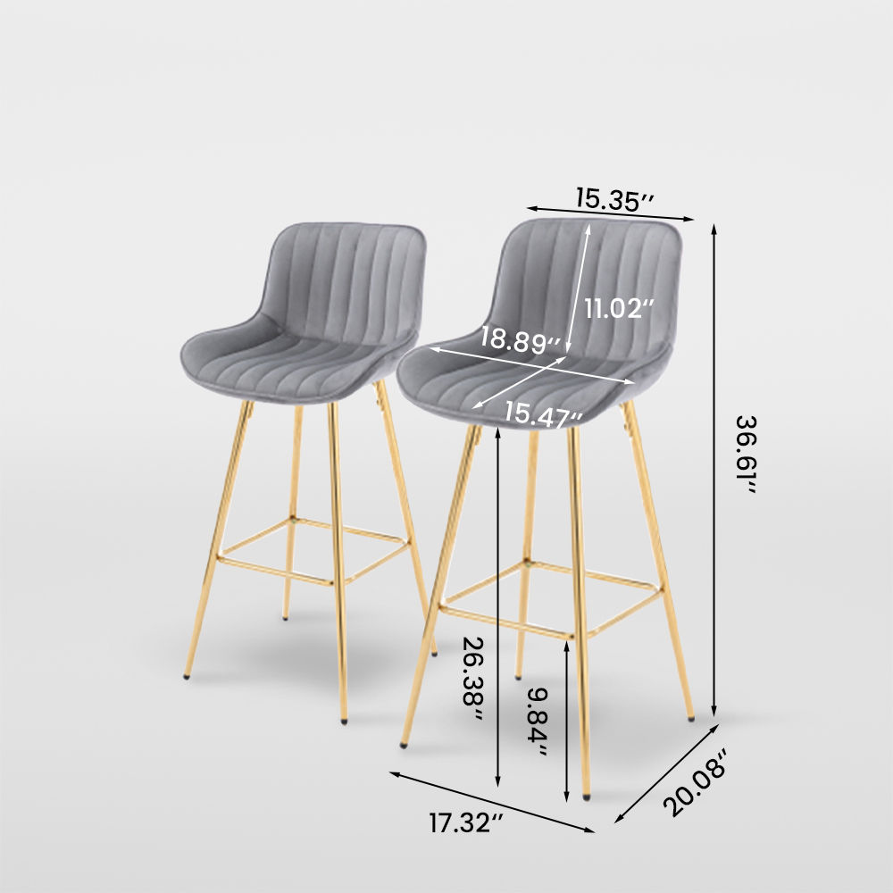 Fabric Gray Fabric Bar Stools