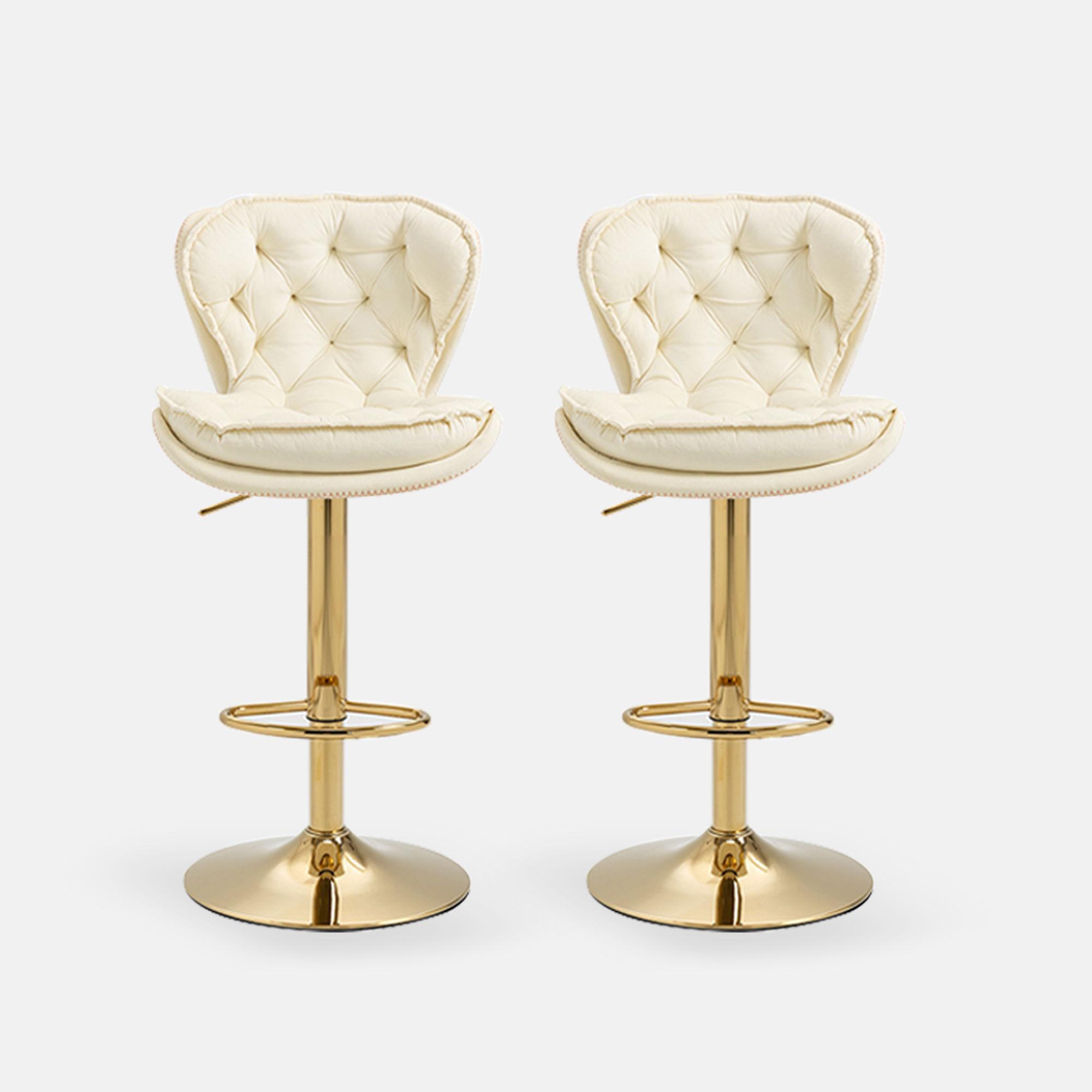 Modern Minimalist Beige Velvet Bar Stools