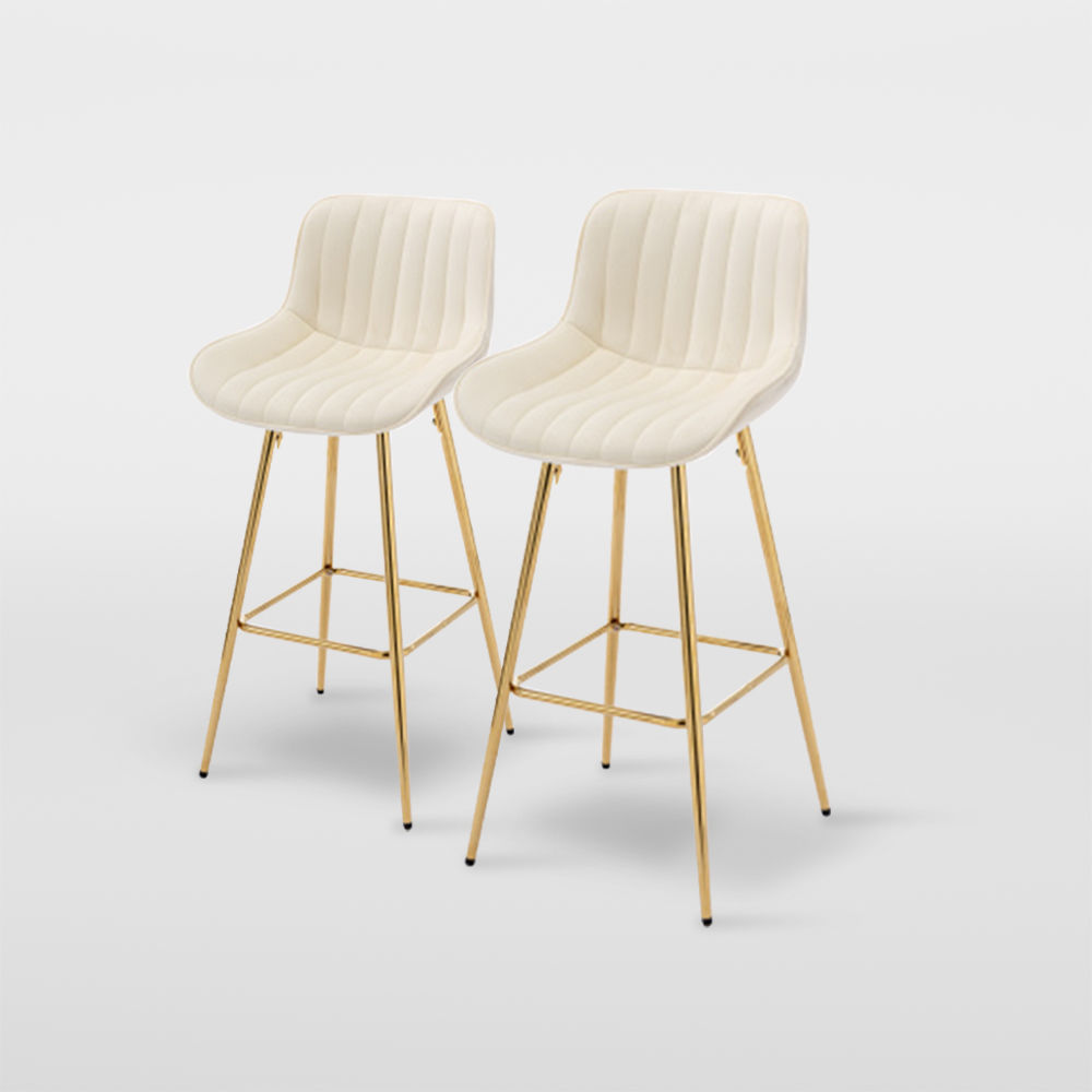 Partly Assemble Cream Fabric Bar Stools