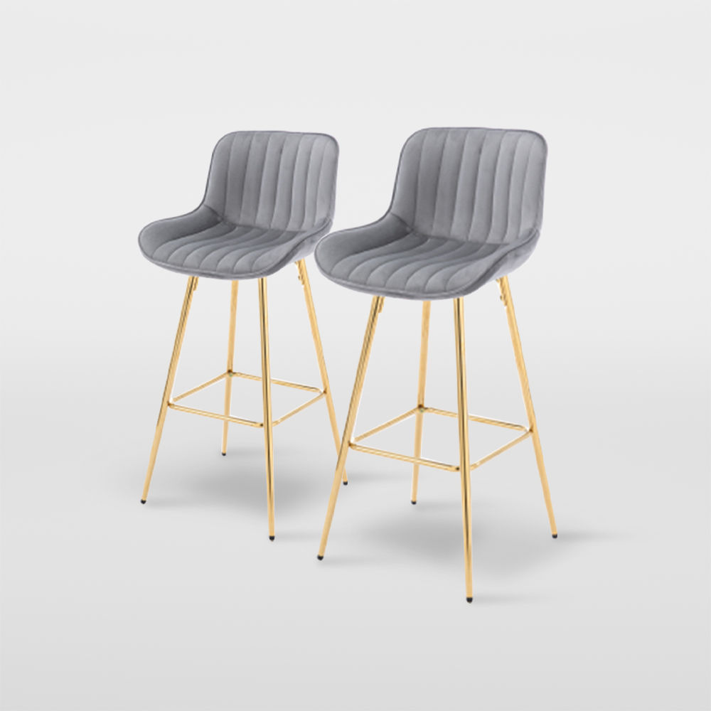 Partly Assemble Gray Fabric Bar Stools