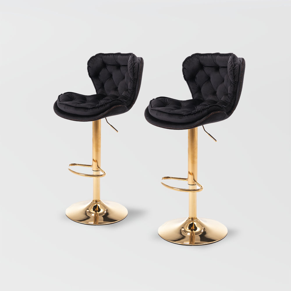 Modern Minimalist Black Velvet Bar Stools