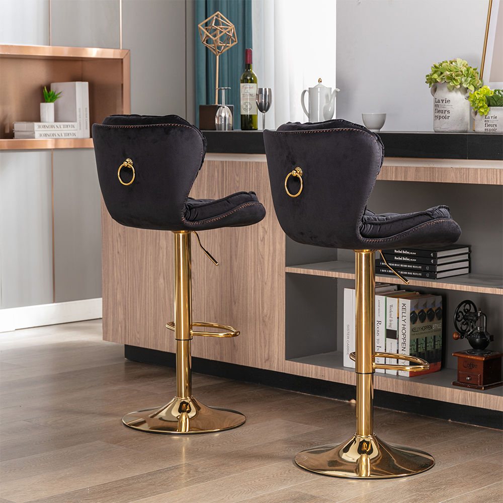 Partly Assemble Black Velvet Bar Stools
