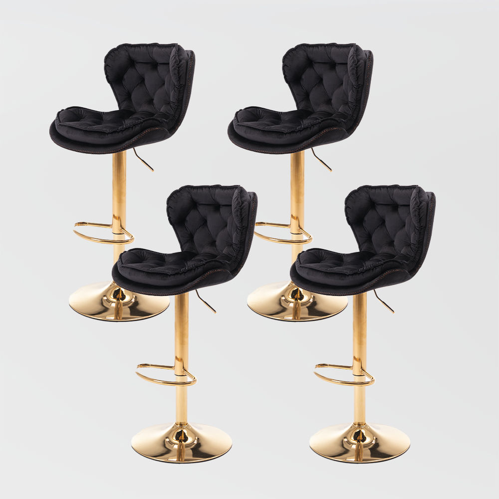 Partly Assemble Black Velvet Bar Stools