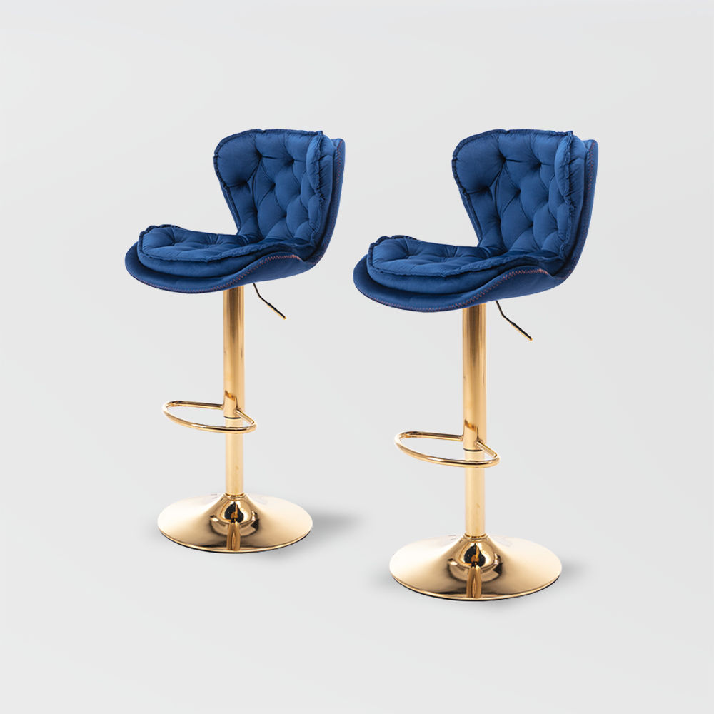 Modern Blue Velvet Bar Stools