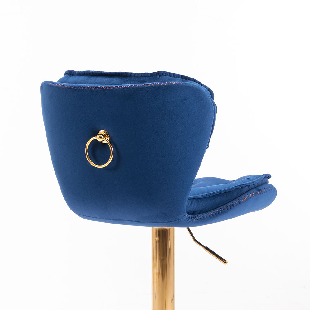 Modern Minimalist Blue Velvet Bar Stools