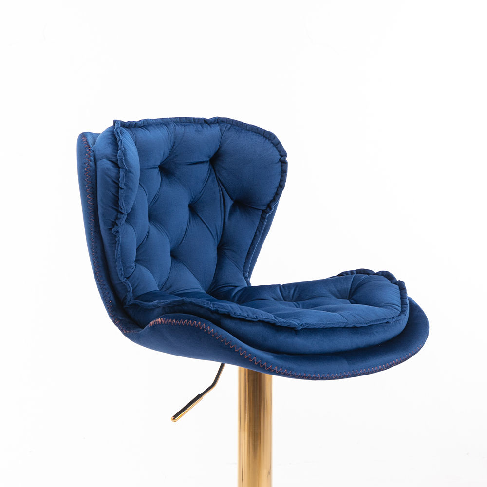 Modern Minimalist Blue Velvet Bar Stools
