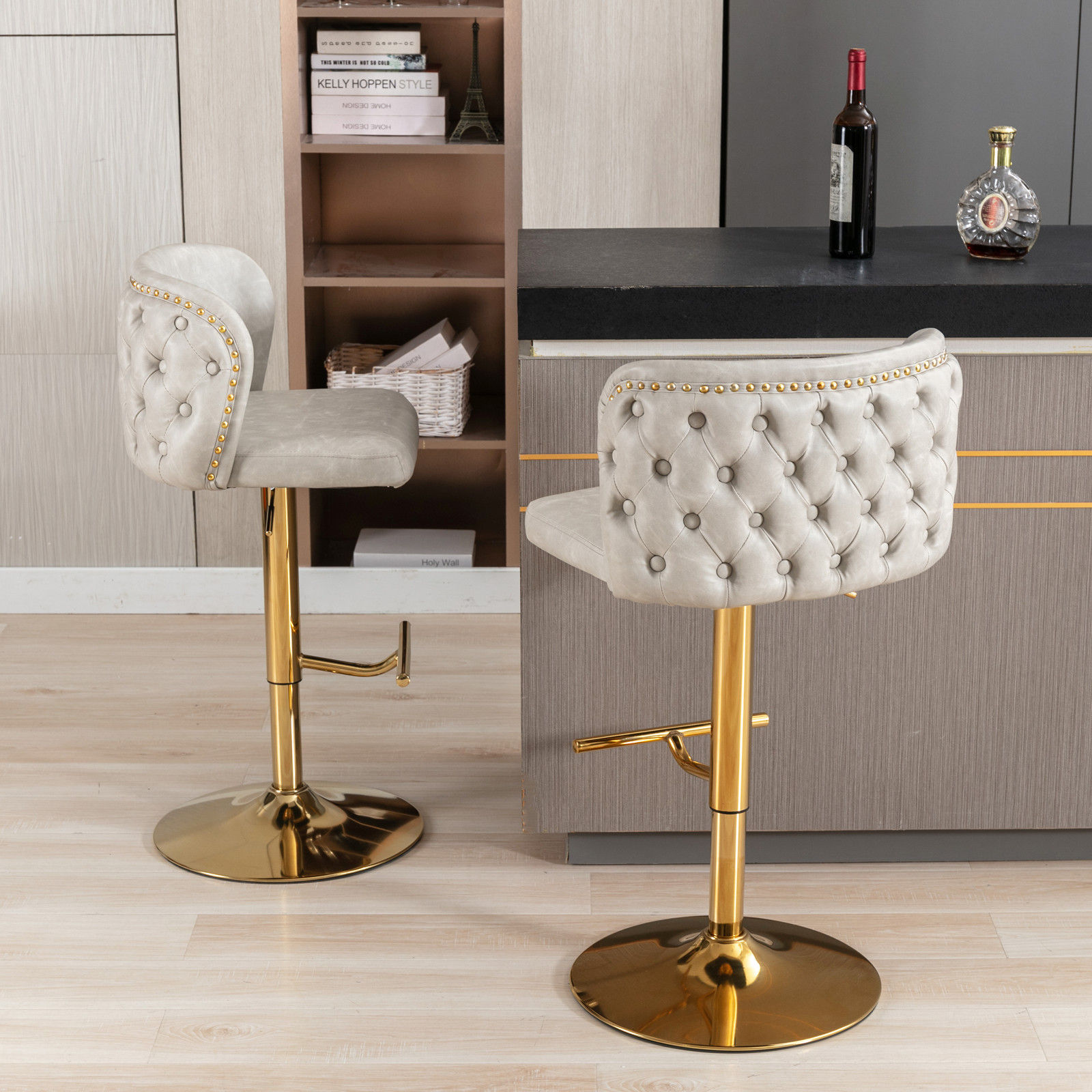 Modern Beige PU Bar Stools