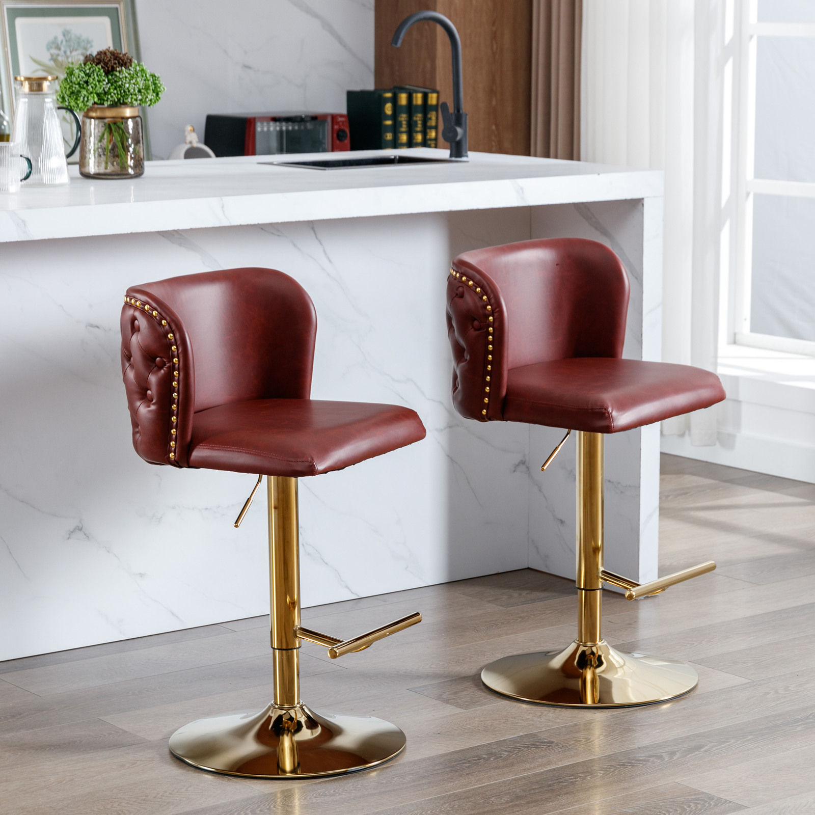 Modern Red PU Bar Stools