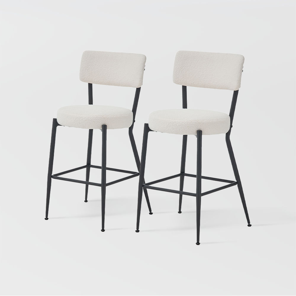 Fabric White Fabric Bar Stools