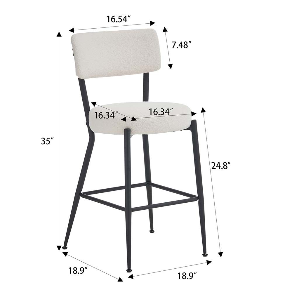 Fabric White Fabric Bar Stools