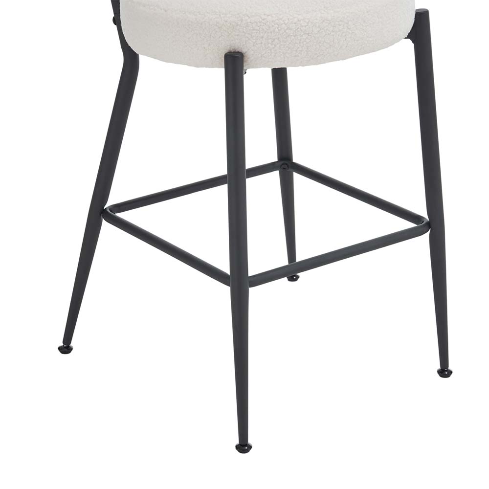 Metal Base White Fabric Bar Stools