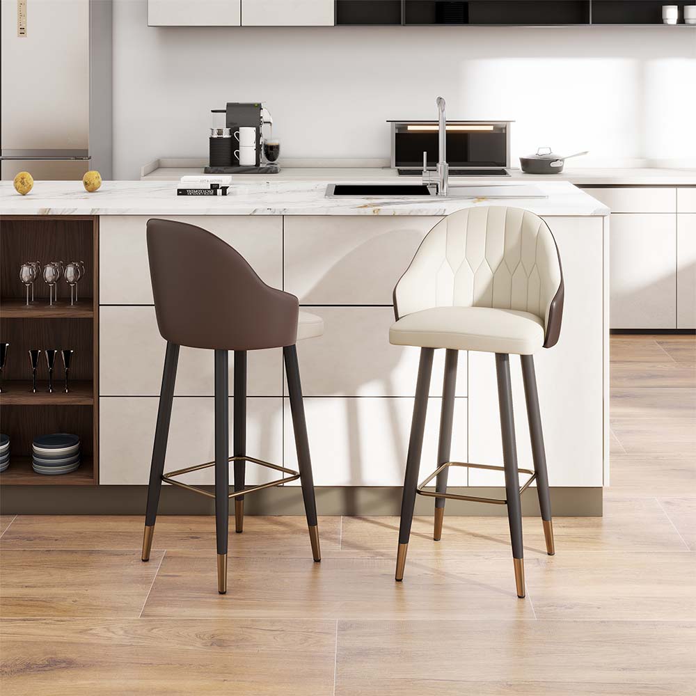 Modern Beige PU Leather Bar Stools