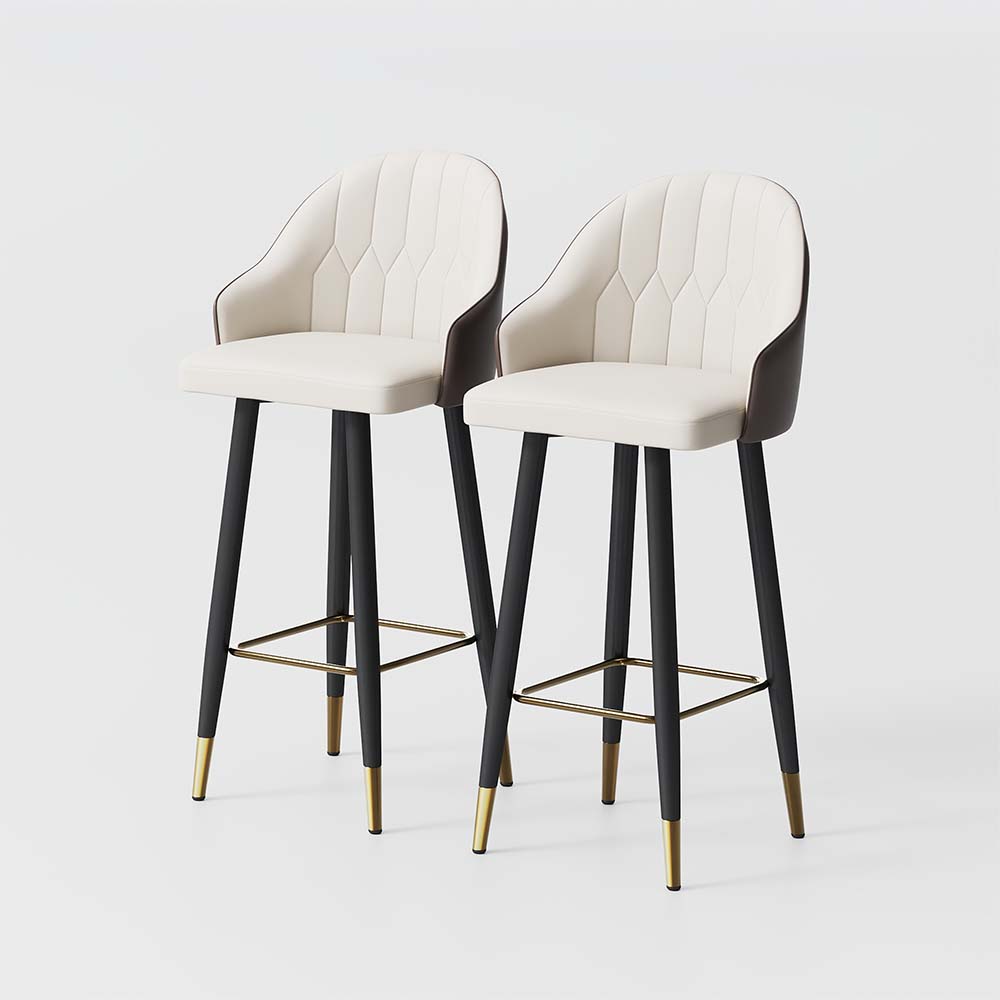 Metal Base Beige PU Leather Bar Stools
