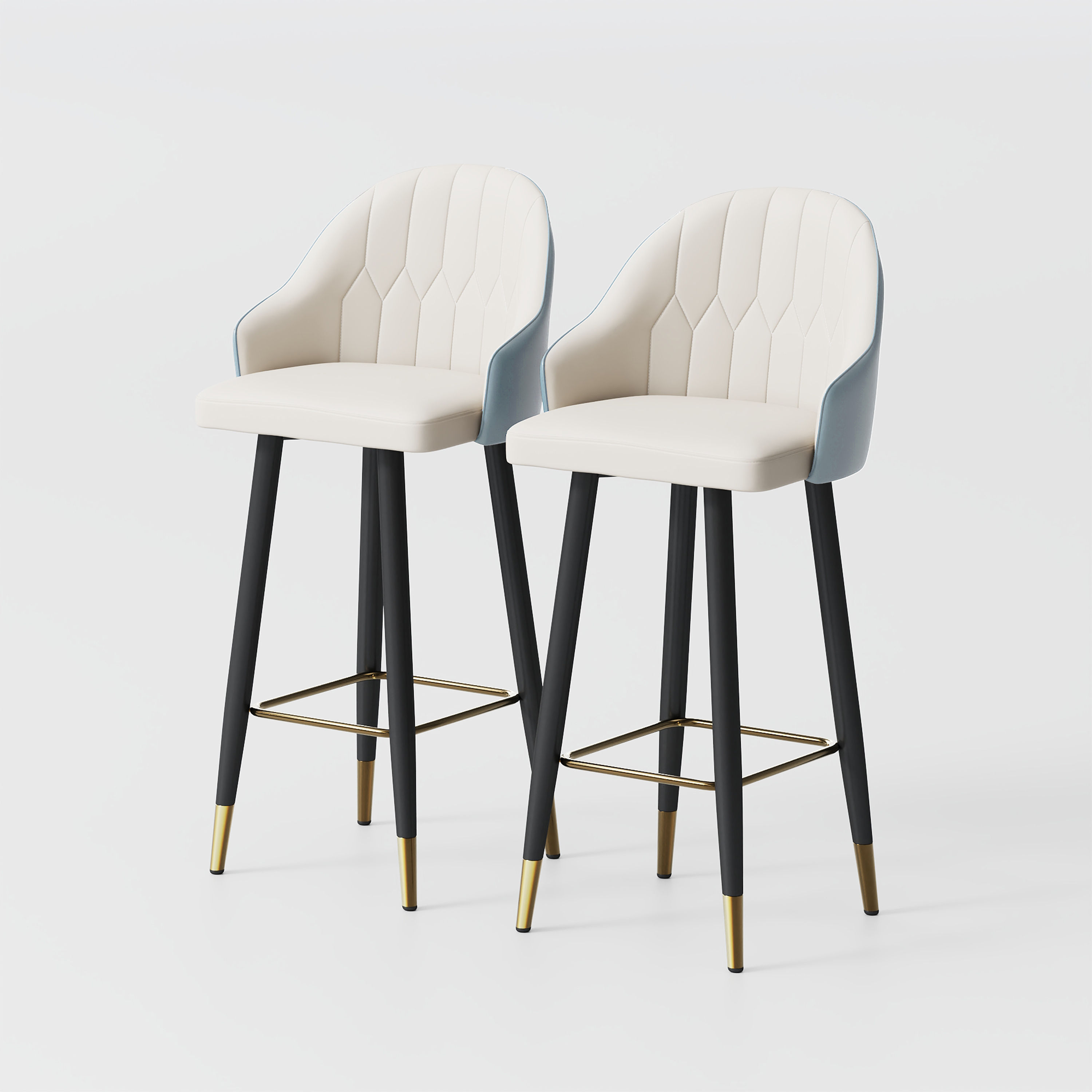 Modern Blue PU Leather Bar Stools