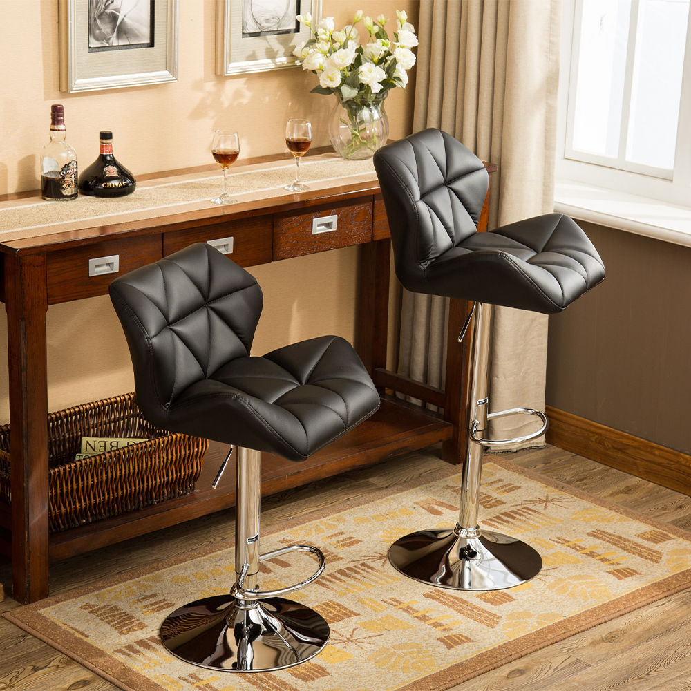 2 Seaters Black PU Leather Bar Stools