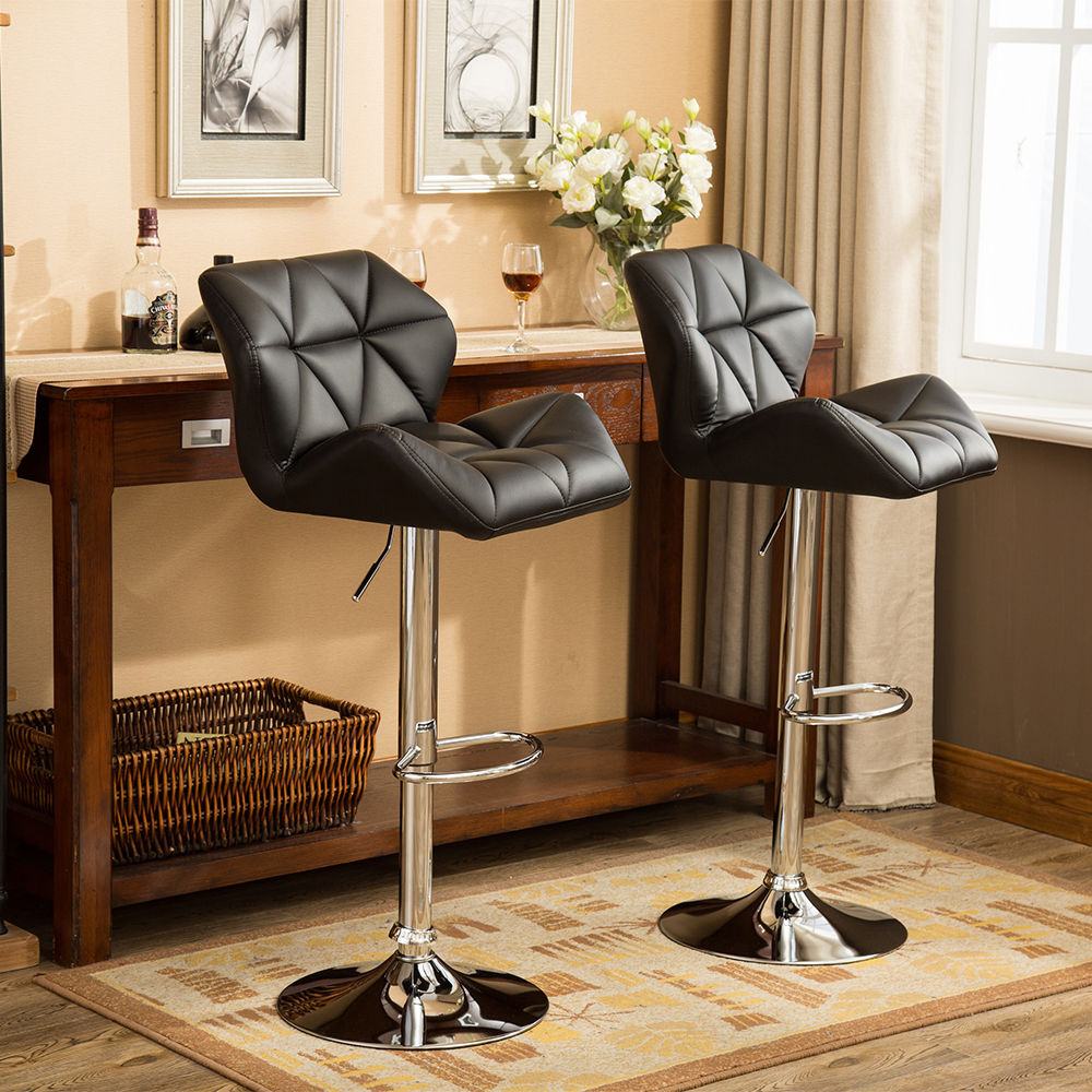 Partly Assemble Black PU Leather Bar Stools