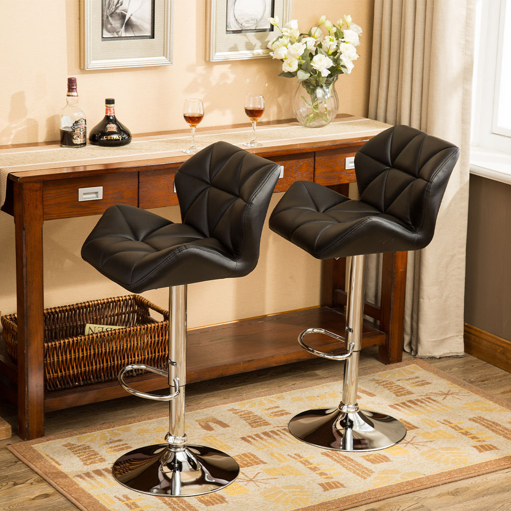 Modern Black PU Leather Bar Stools