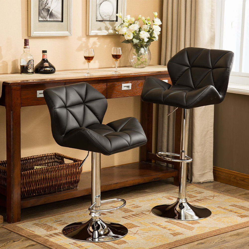 Modern Black PU Leather Bar Stools