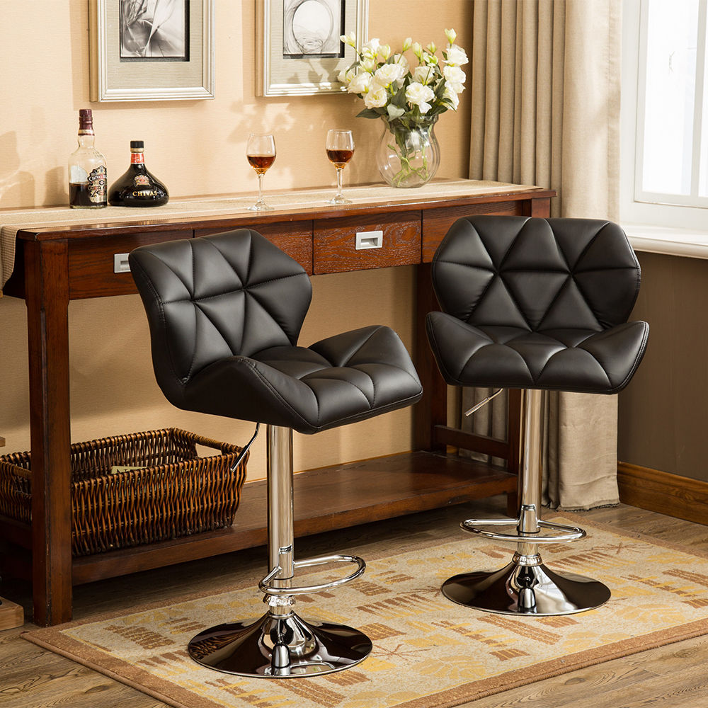 Leather Black PU Leather Bar Stools