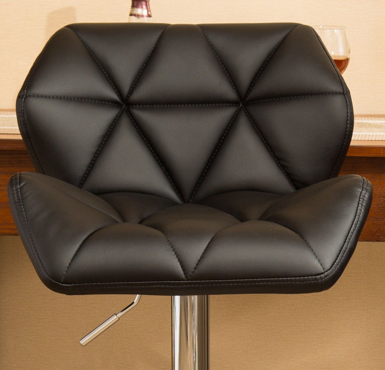 Leather Black PU Leather Bar Stools