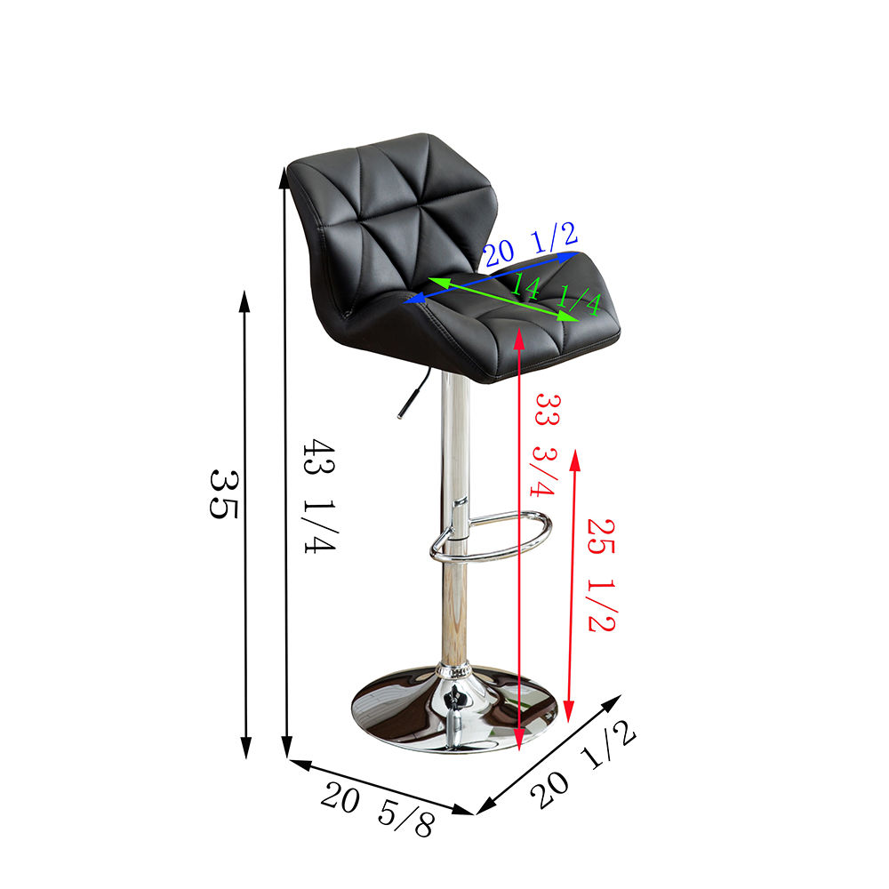 Modern Black PU Leather Bar Stools