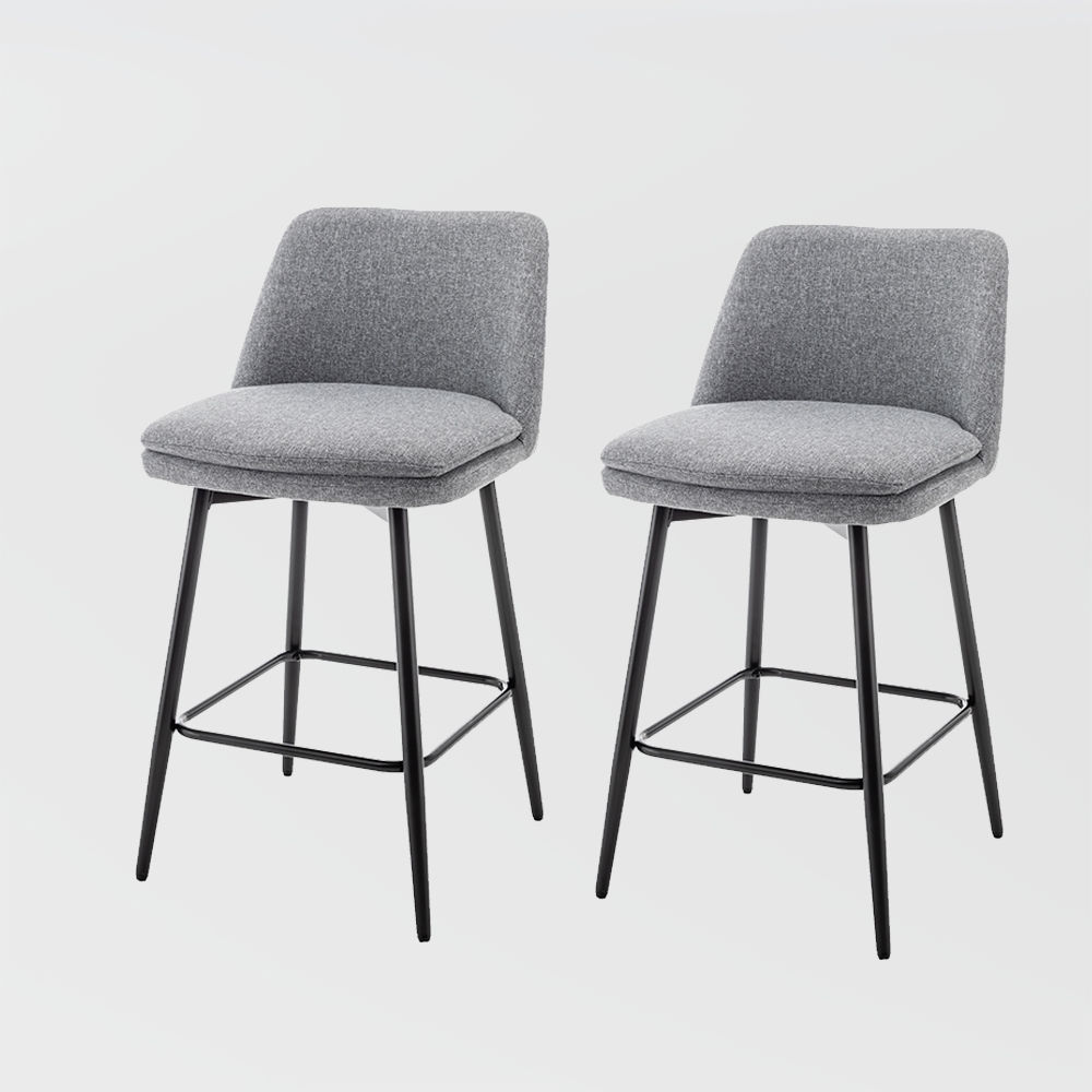 Partly Assemble Light Gray Linen Bar Stools
