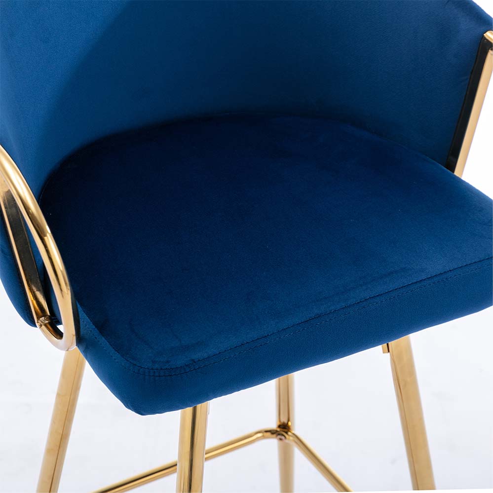 2 Seaters Blue Velvet Bar Stools