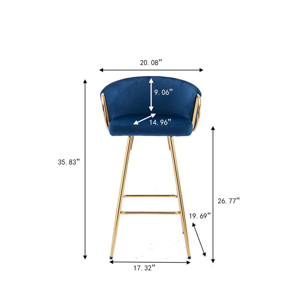 Modern Blue Velvet Bar Stools