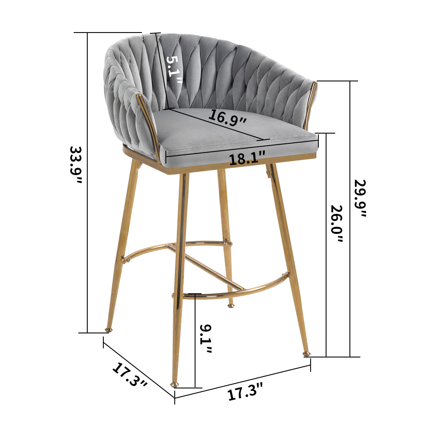 Velvet Gray Velvet Bar Stools
