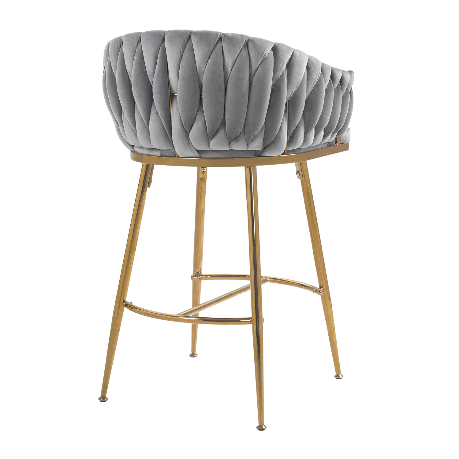 Partly Assemble Gray Velvet Bar Stools