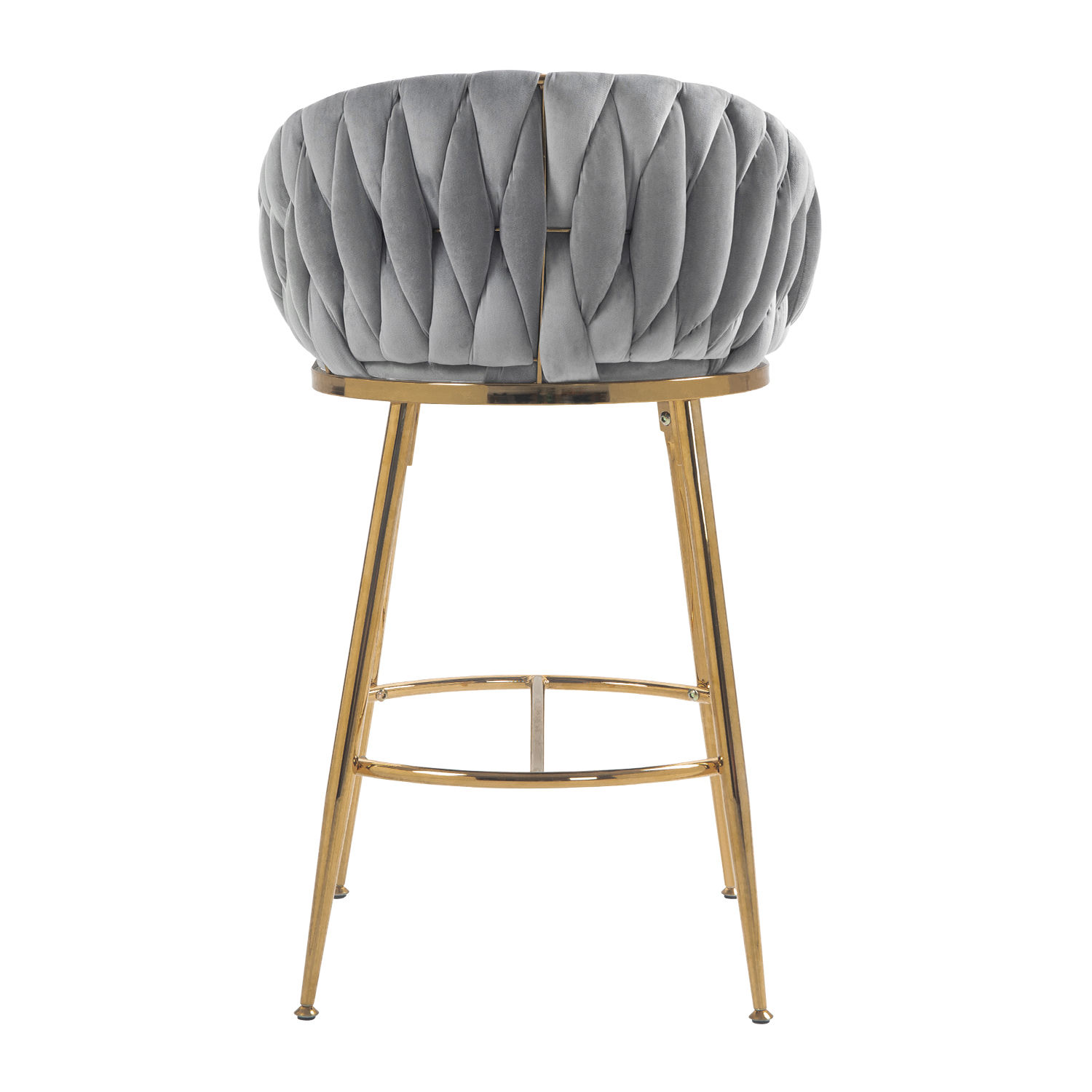 Modern Luxury Gray Velvet Bar Stools