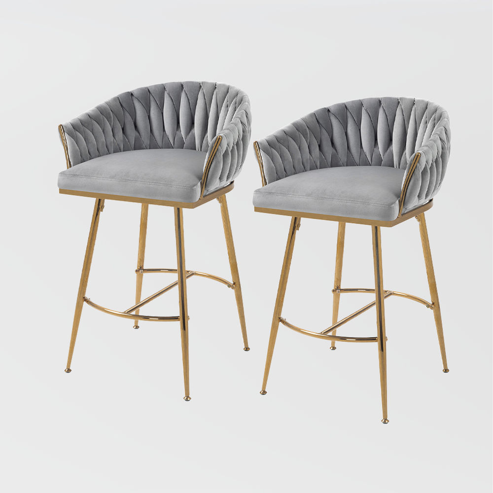 Velvet Gray Velvet Bar Stools