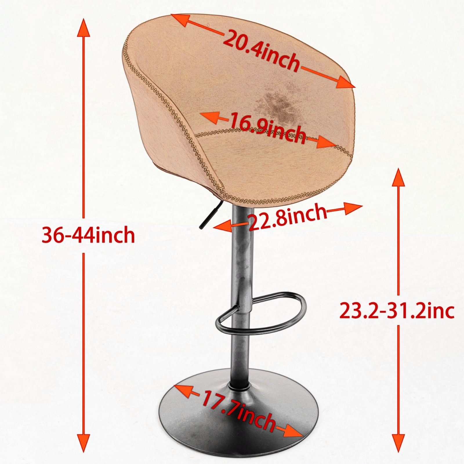 Adjustable Height Brown PU Leather Bar Stools