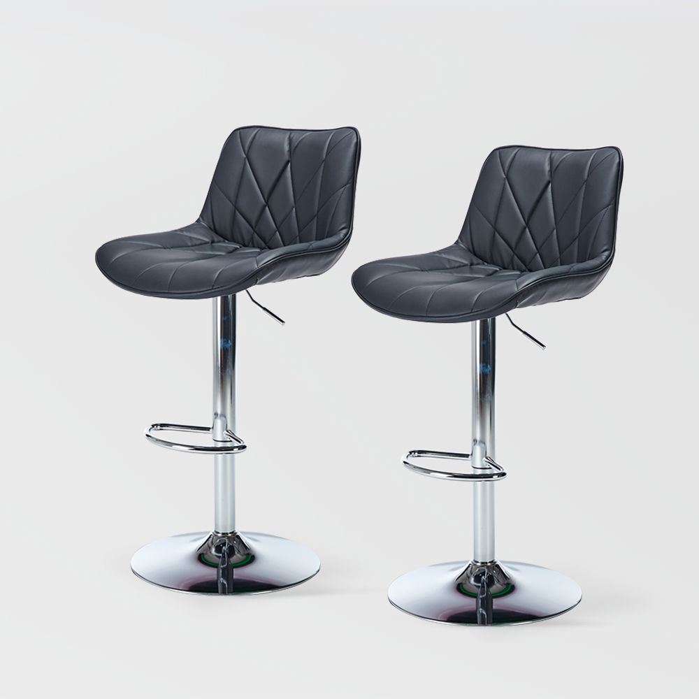 Adjustable Height Black PU Leather Bar Stools