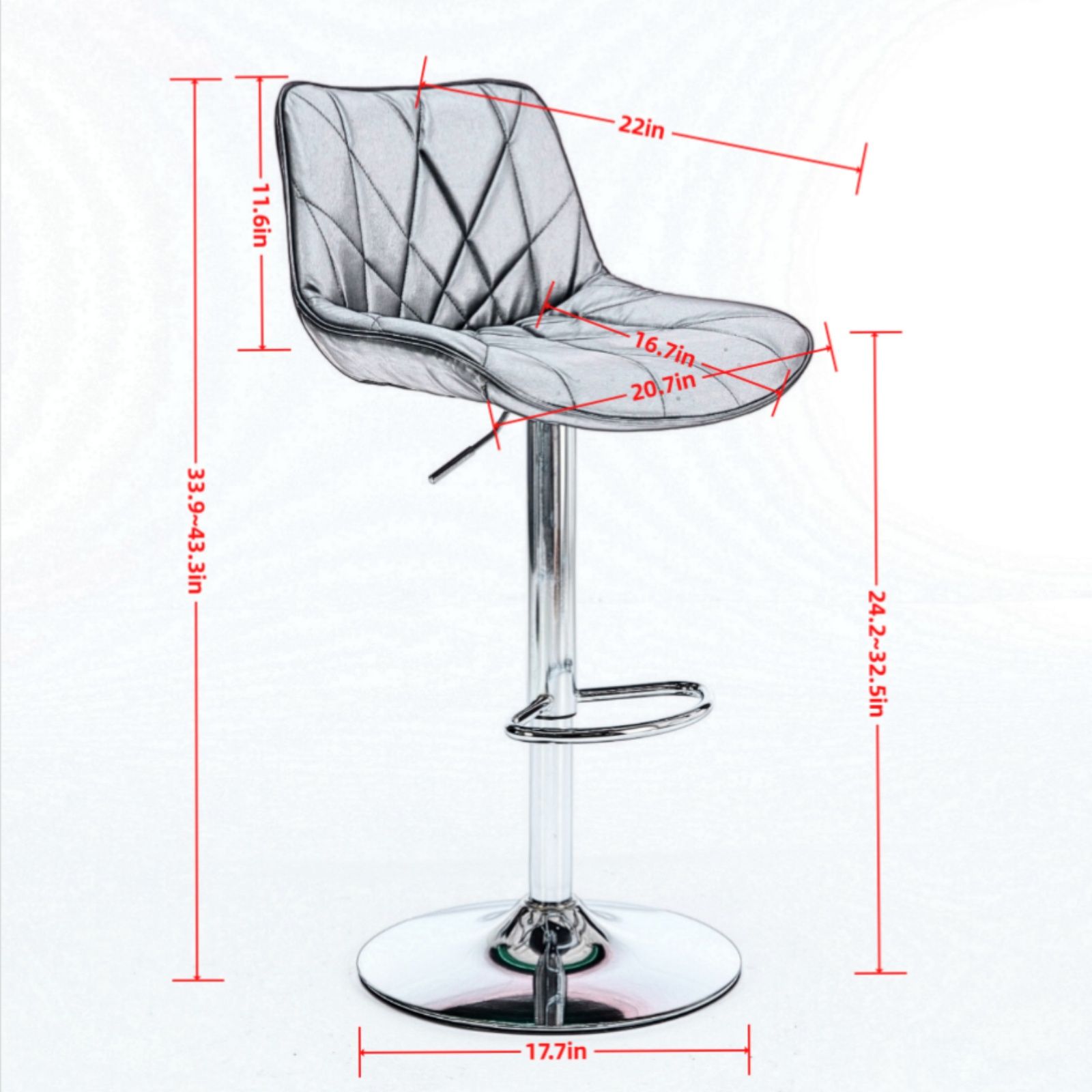 Adjustable Height Black PU Leather Bar Stools