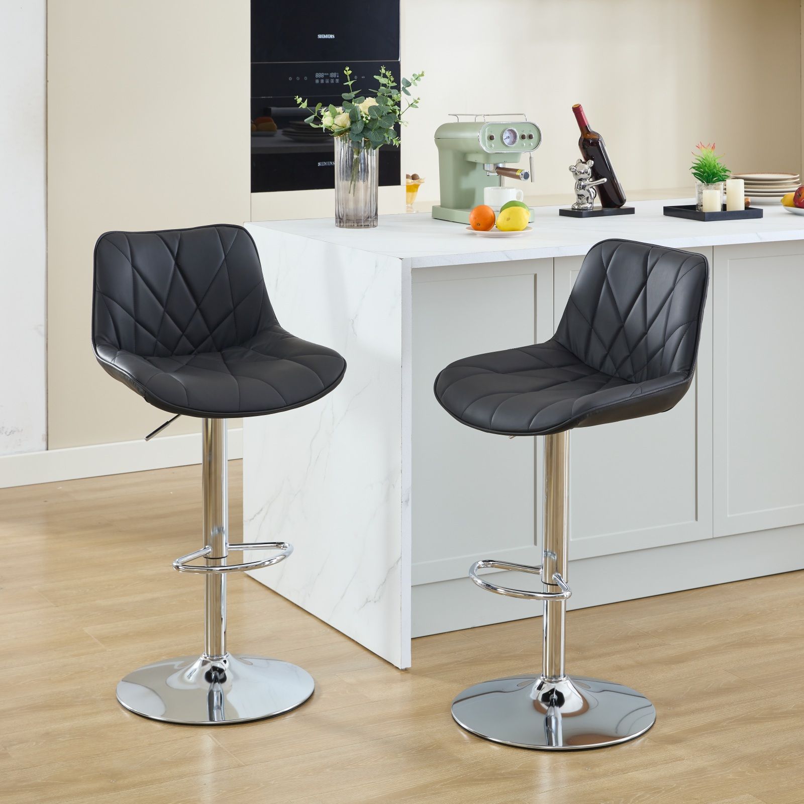 Partly Assemble Black PU Leather Bar Stools