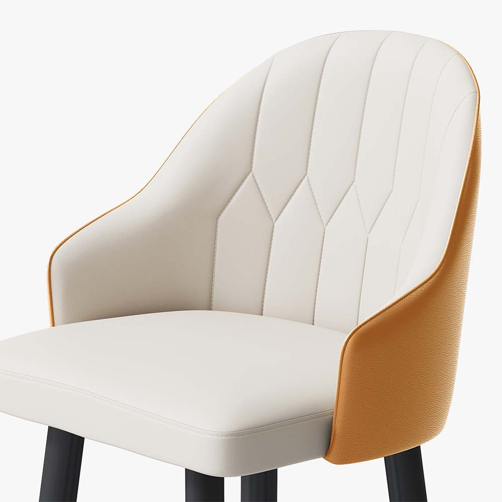 Metal Base Orange PU Leather Bar Stools