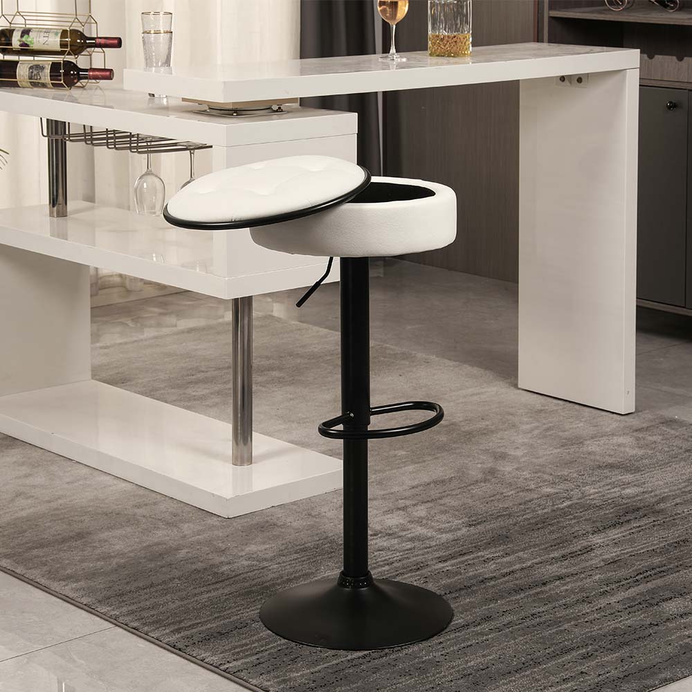 Leather White PU Leather Bar Stools