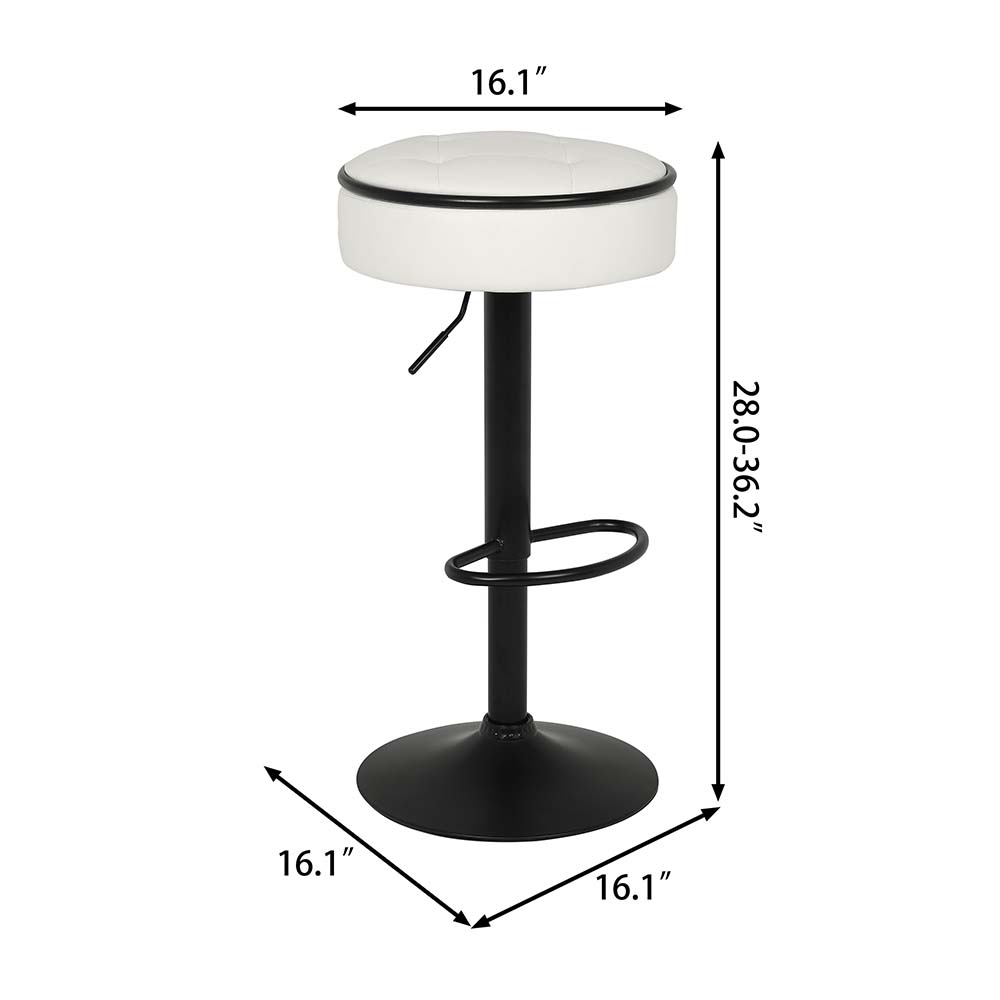 Adjustable Height White PU Leather Bar Stools