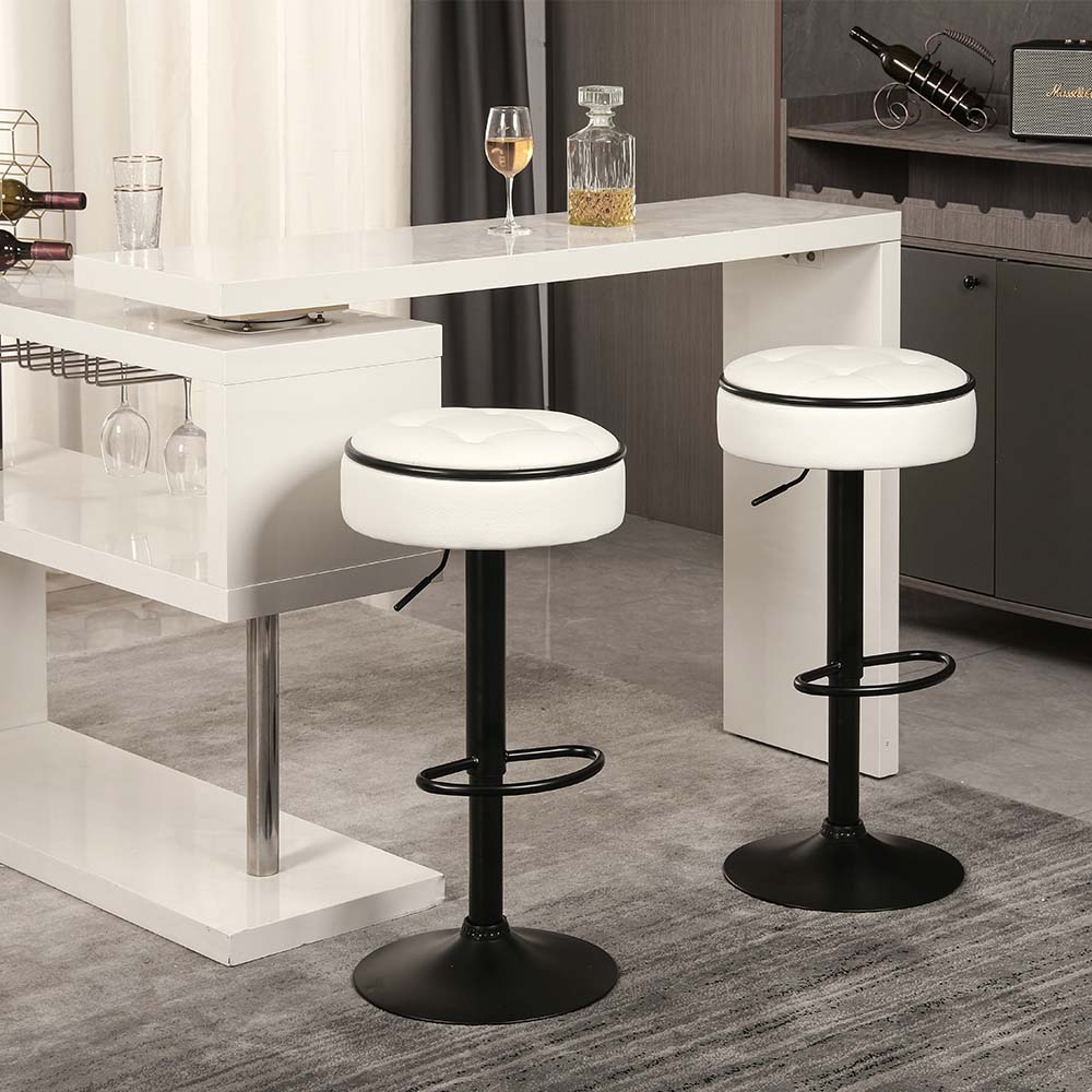 Rotate White PU Leather Bar Stools