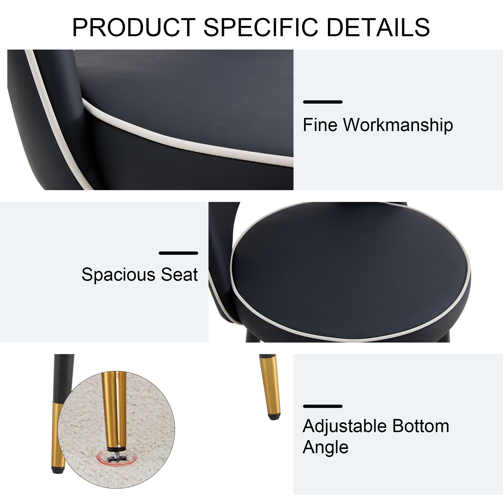 Modern Black PU Leather Bar Stools