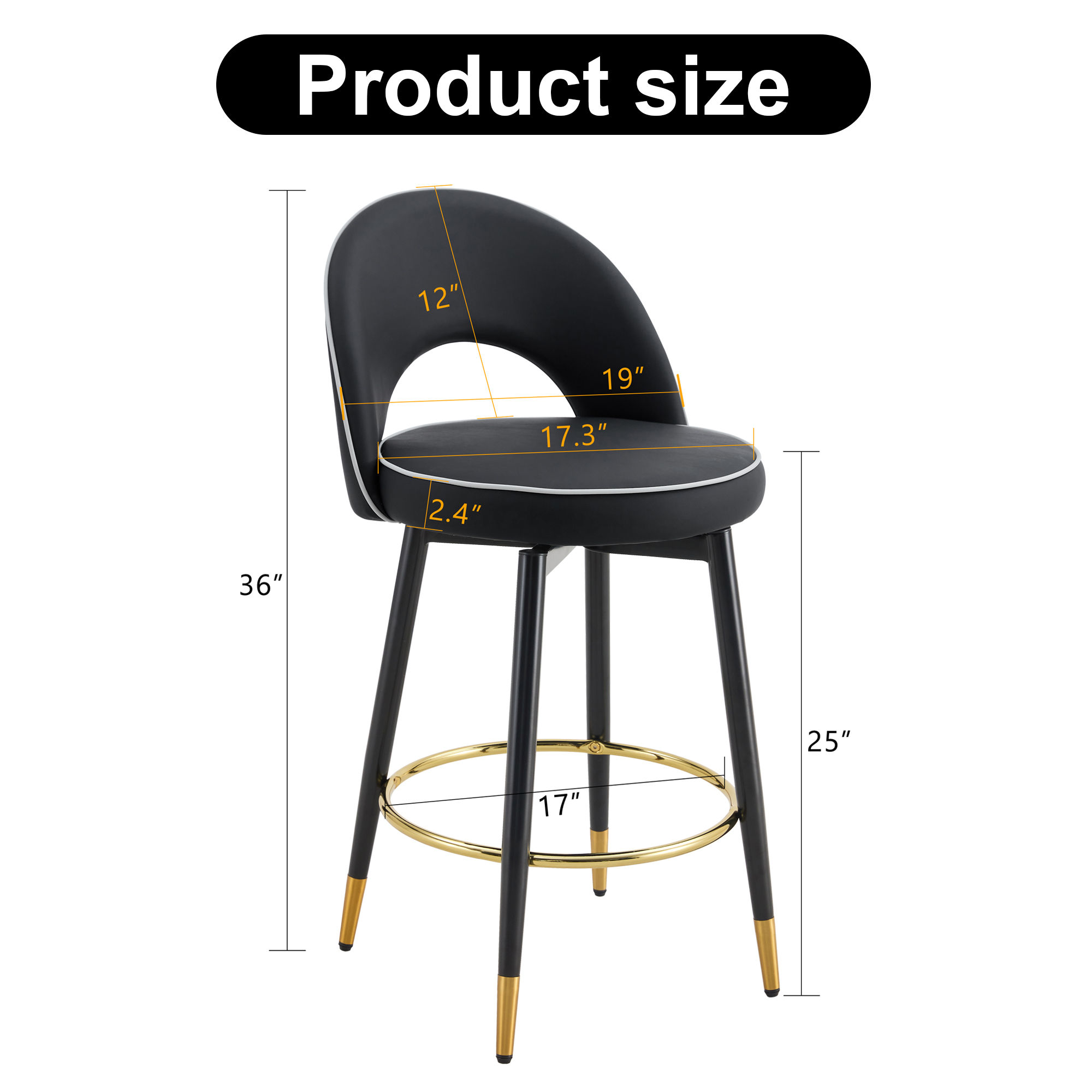 Modern Black PU Leather Bar Stools